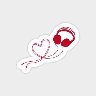 I love music, headphone with red heart Sticker